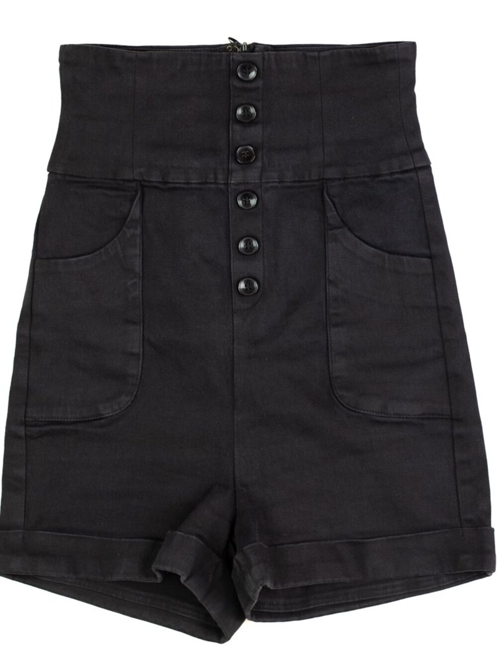 Collectif Black High Waist “Nomi” Vintage Style Pinup Rockabilly Shorts Size XS